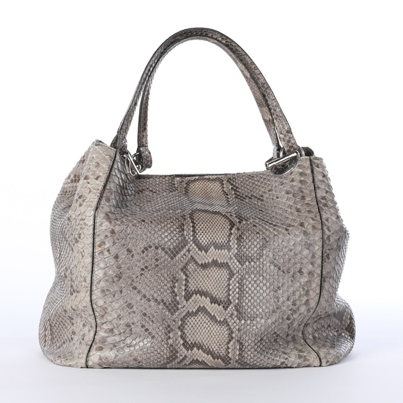 Cape Cobra Grey Snakeskin Large Shoulder Bag - Picture 4 of 12